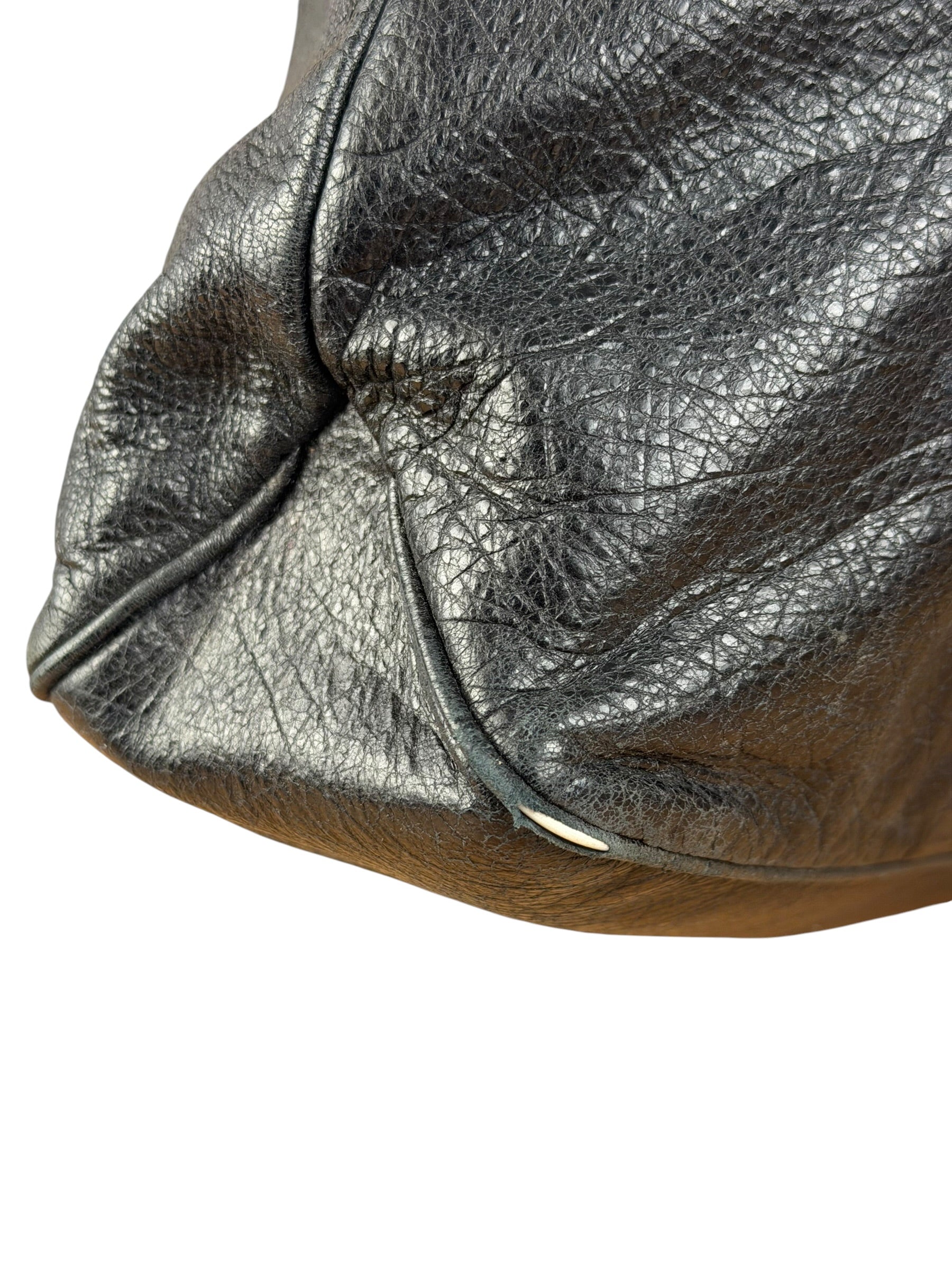 Balenciaga Vintage Black Leather Classic Square Zip Shoulder Tote Bag