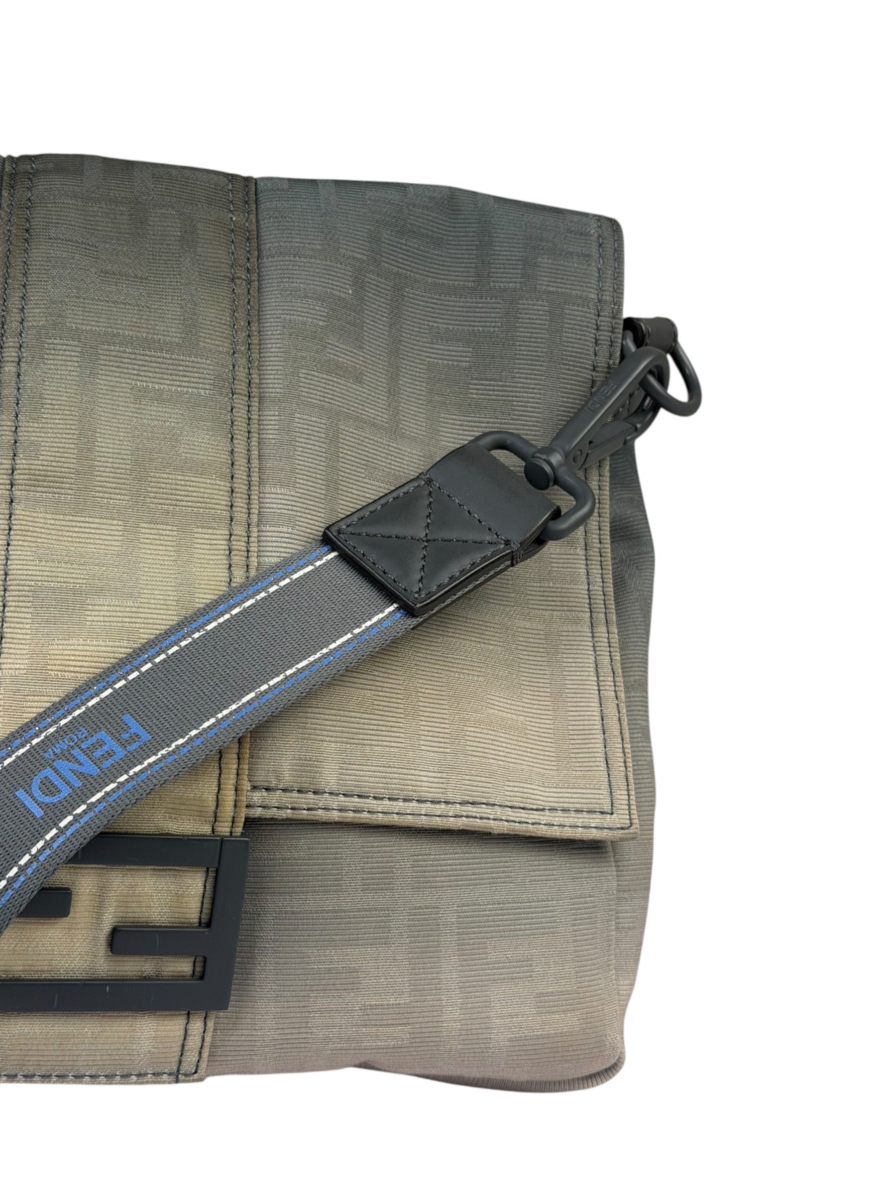 Fendi Vintage Grey Nylon Mamma Baguette Messenger Bag