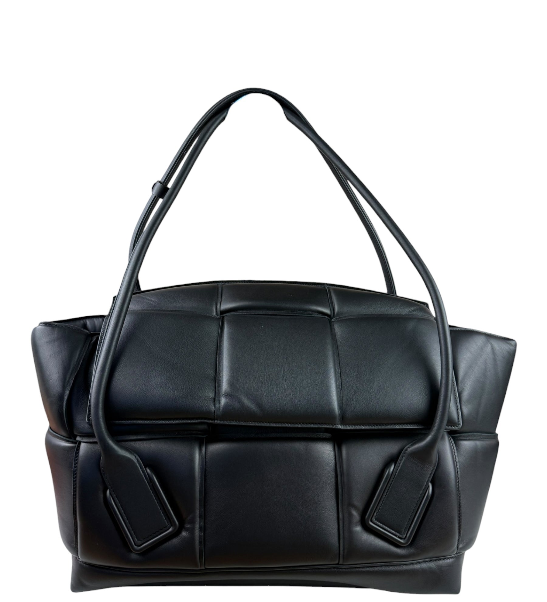 Bottega Veneta Black Nappa Leather Maxi Intrecciato Padded Large Arco Shoulder Bag