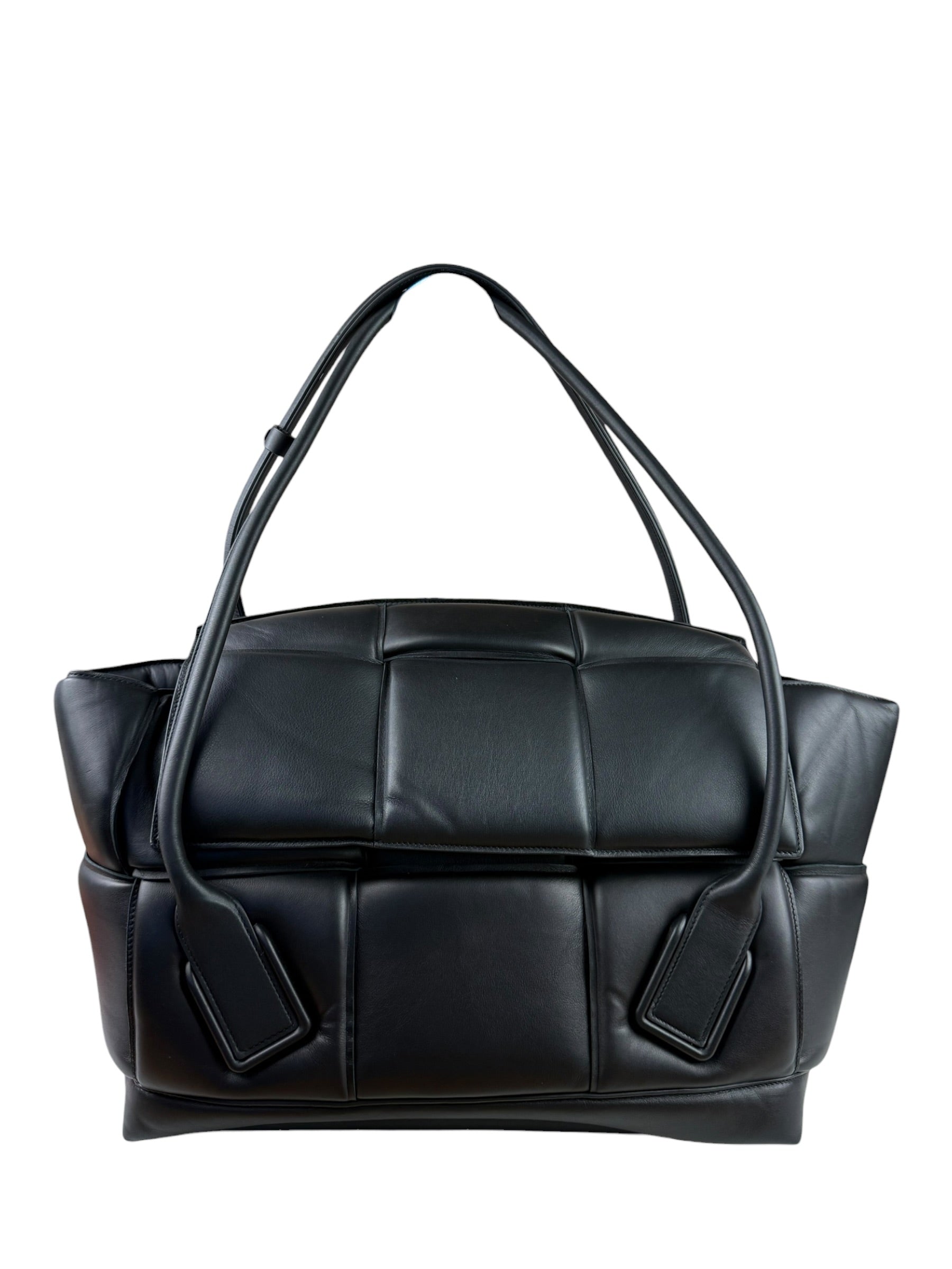 Bottega Veneta Black Nappa Leather Maxi Intrecciato Padded Large Arco Shoulder Bag