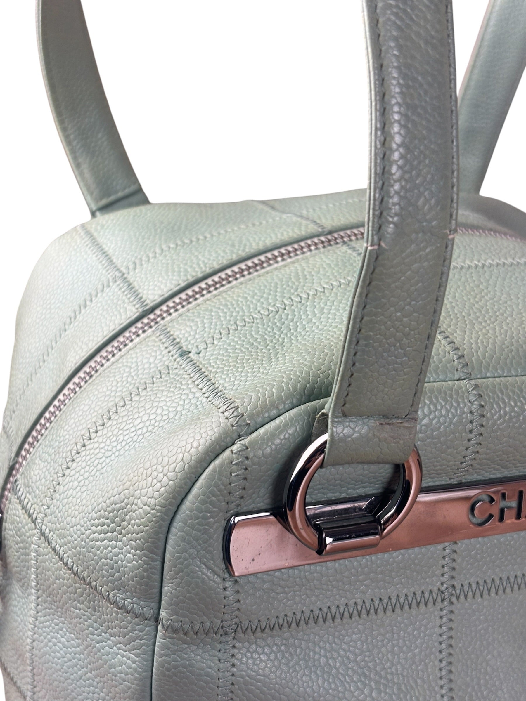 Chanel Light Green Quilt LAX Leather Bowler Bag 2004