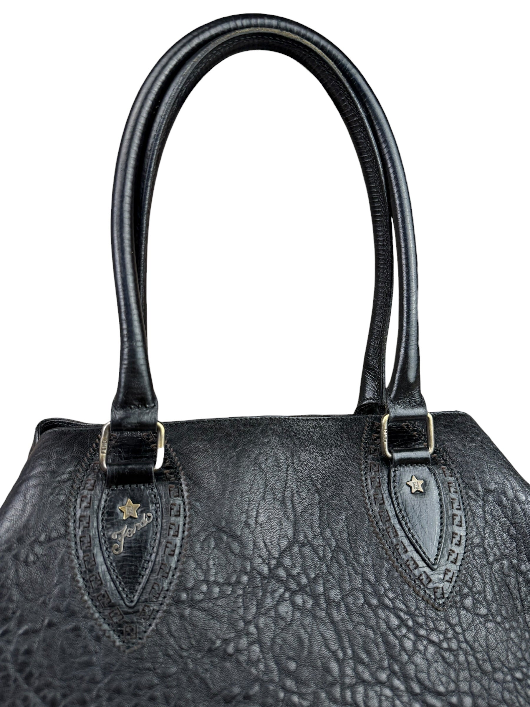 Fendi Black Leather Etniko Du Jour Shoulder Bag
