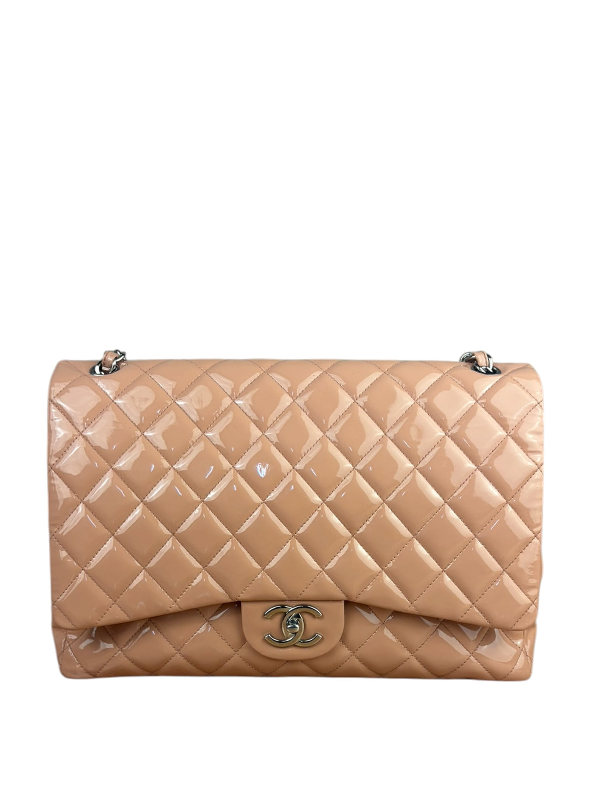Chanel Patent Nude Quilted Jumbo Flap 2011