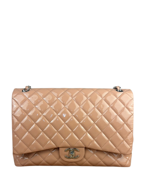 Chanel Patent Nude Quilted Jumbo Flap 2011