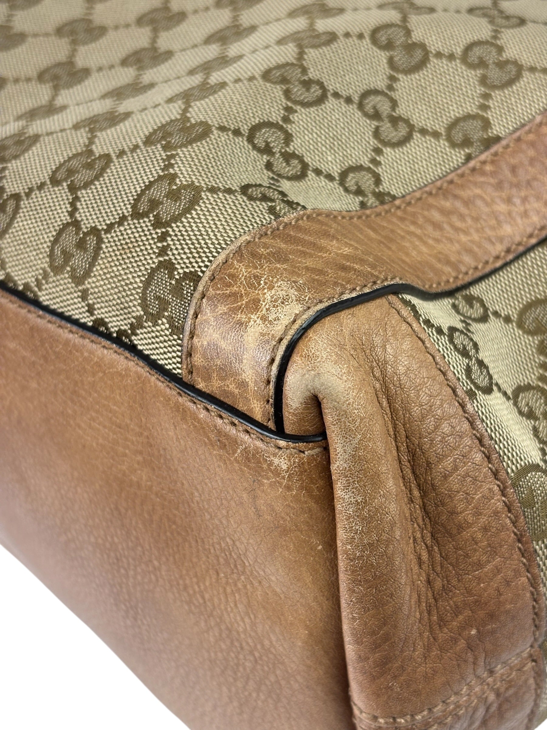 Gucci Beige/Brown Leather GG Satchel Two-Way Bag
