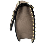 Valentino Neutral Garavani Calfskin Rockstud Crossbody Bag