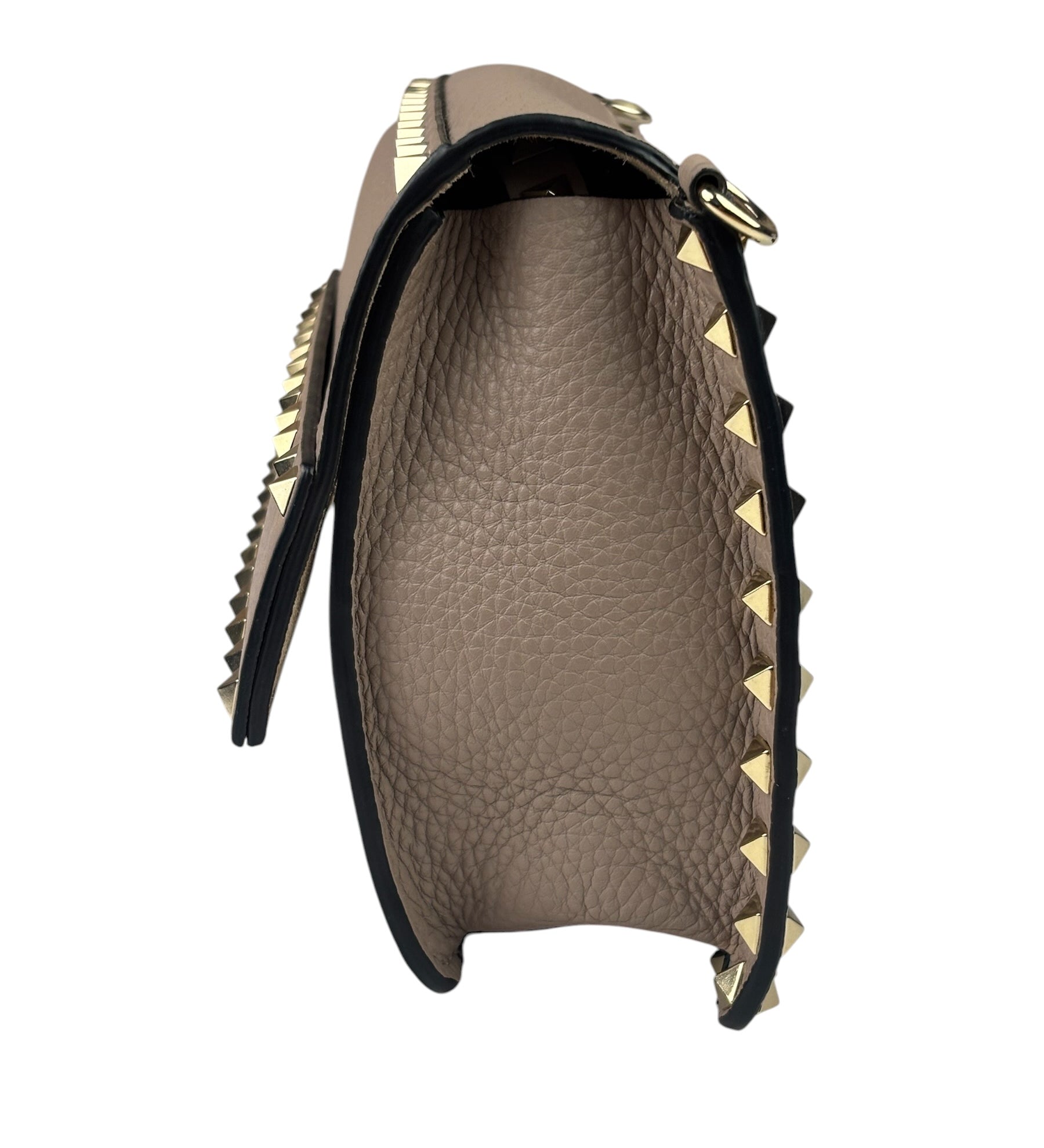 Valentino Neutral Garavani Calfskin Rockstud Crossbody Bag