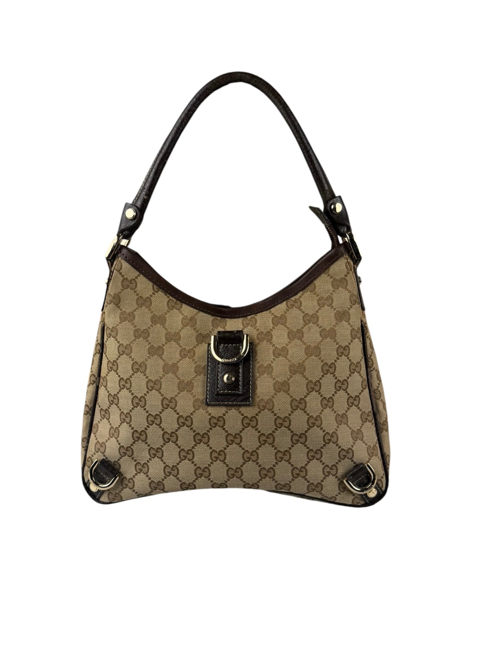 Gucci Brown Leather Trim Abbey D Ring Shoulder Bag