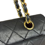 Chanel Black Quilted Leather Full Flap Chain Bag 1986