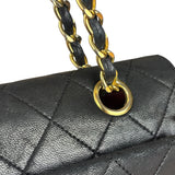 Chanel Black Quilted Leather Full Flap Chain Bag 1986