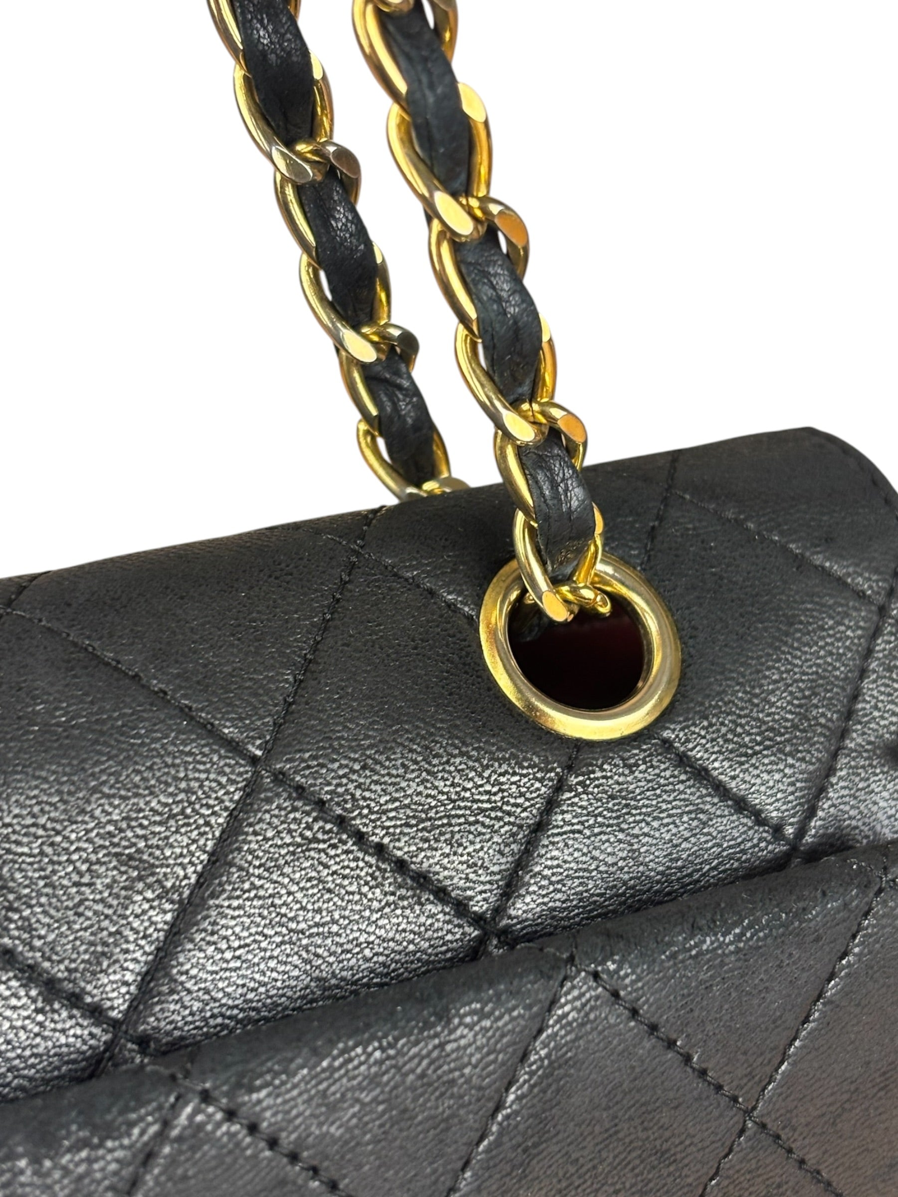Chanel Black Quilted Leather Full Flap Chain Bag 1986