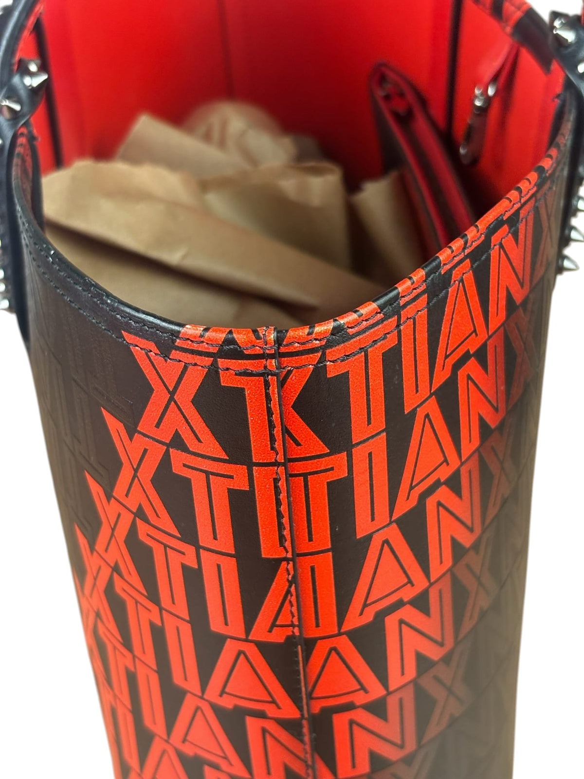 Christian Louboutin Black/Red Leather Xtian Print Cabata Tote