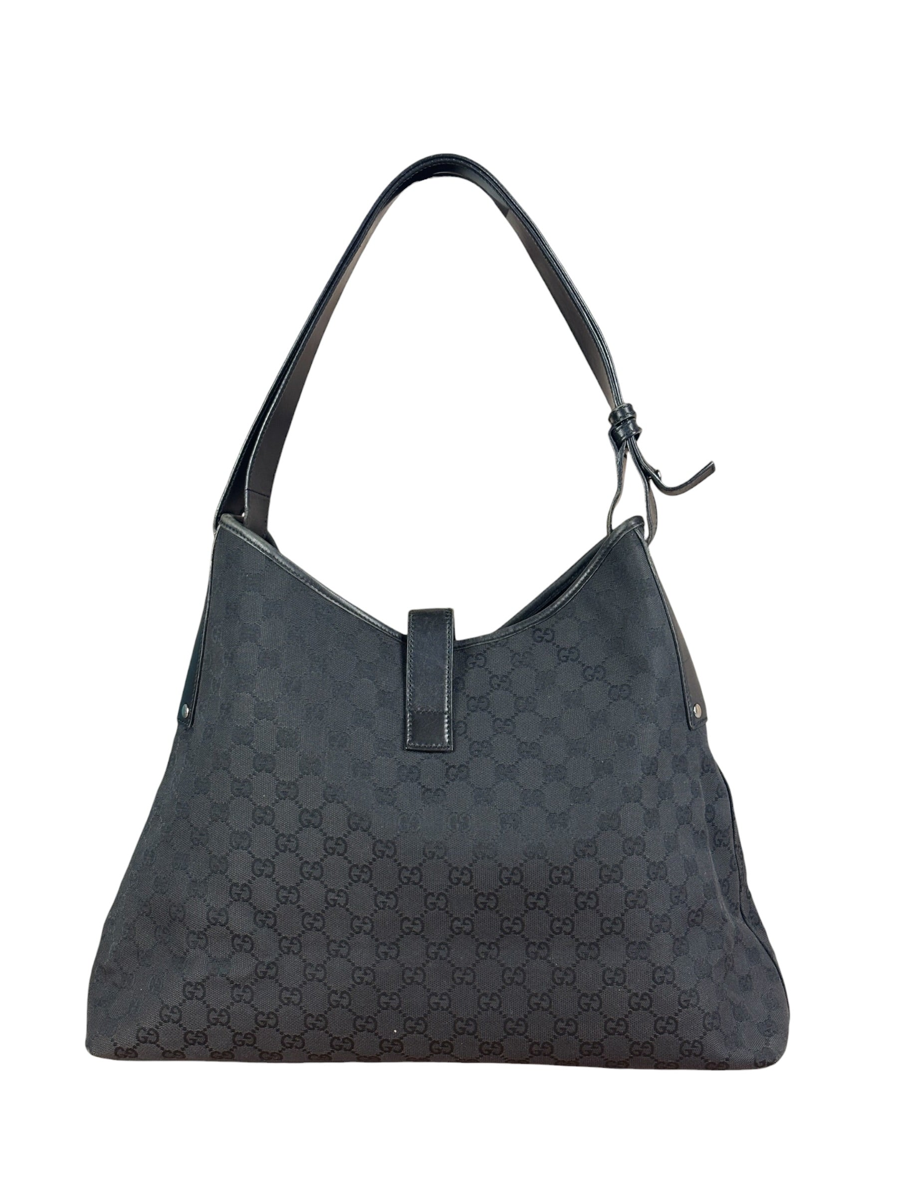 Gucci Trim Leather GG Monogram Jackie Hobo Shoulder Bag