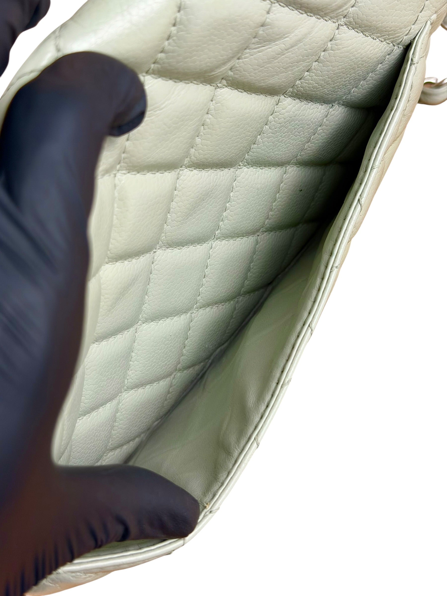 Chanel Light Sage Green Medium Classic Flap Shoulder Bag 2008