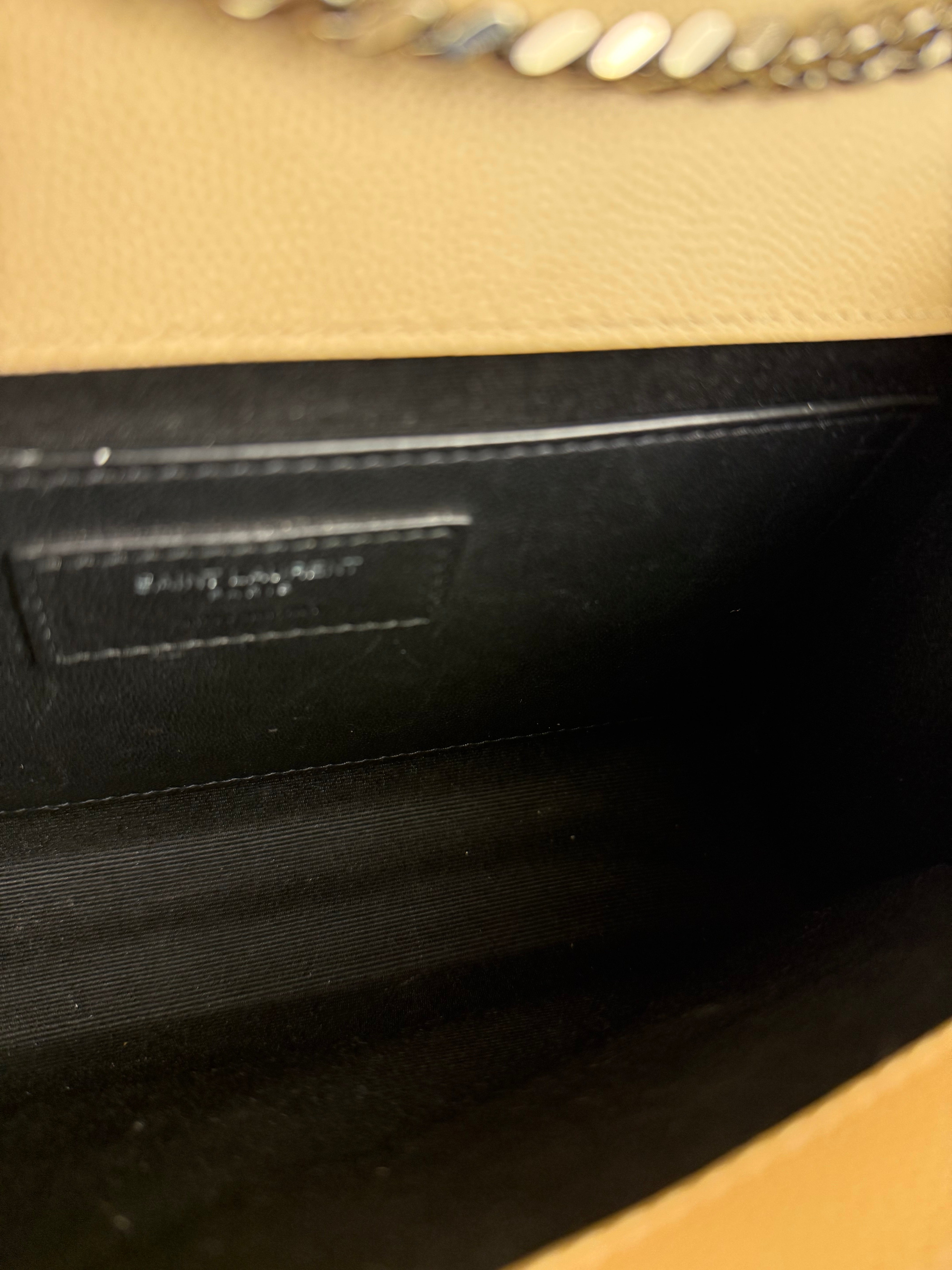 Saint Laurent Kate Grain De Poudre Chain Bag Beige