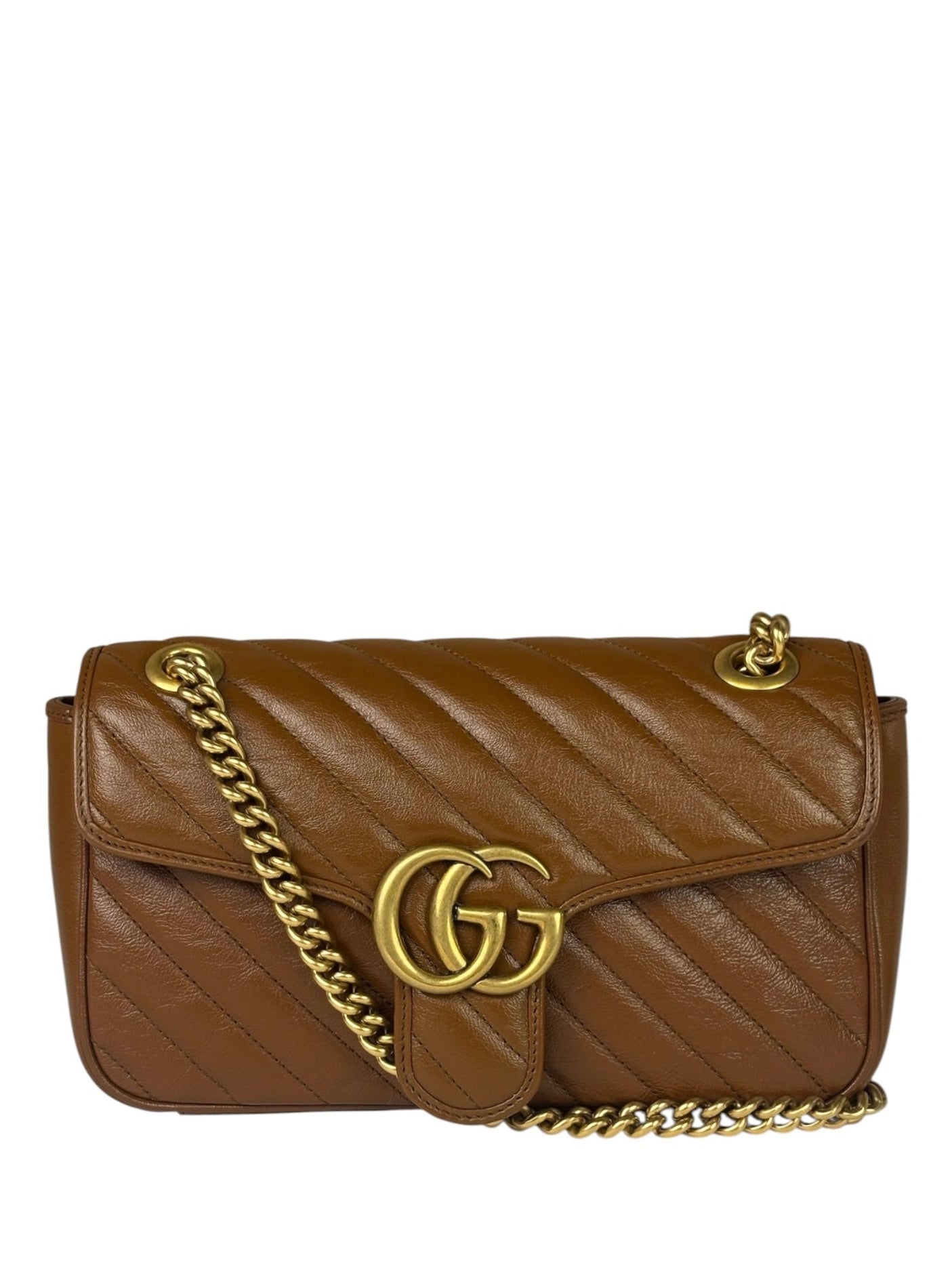 Gucci Brown Leather Marmont Shoulder Bag