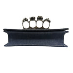 Alexander McQueen Denim Jeweled Knuckle Shoulder Bag