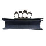 Alexander McQueen Denim Jeweled Knuckle Shoulder Bag