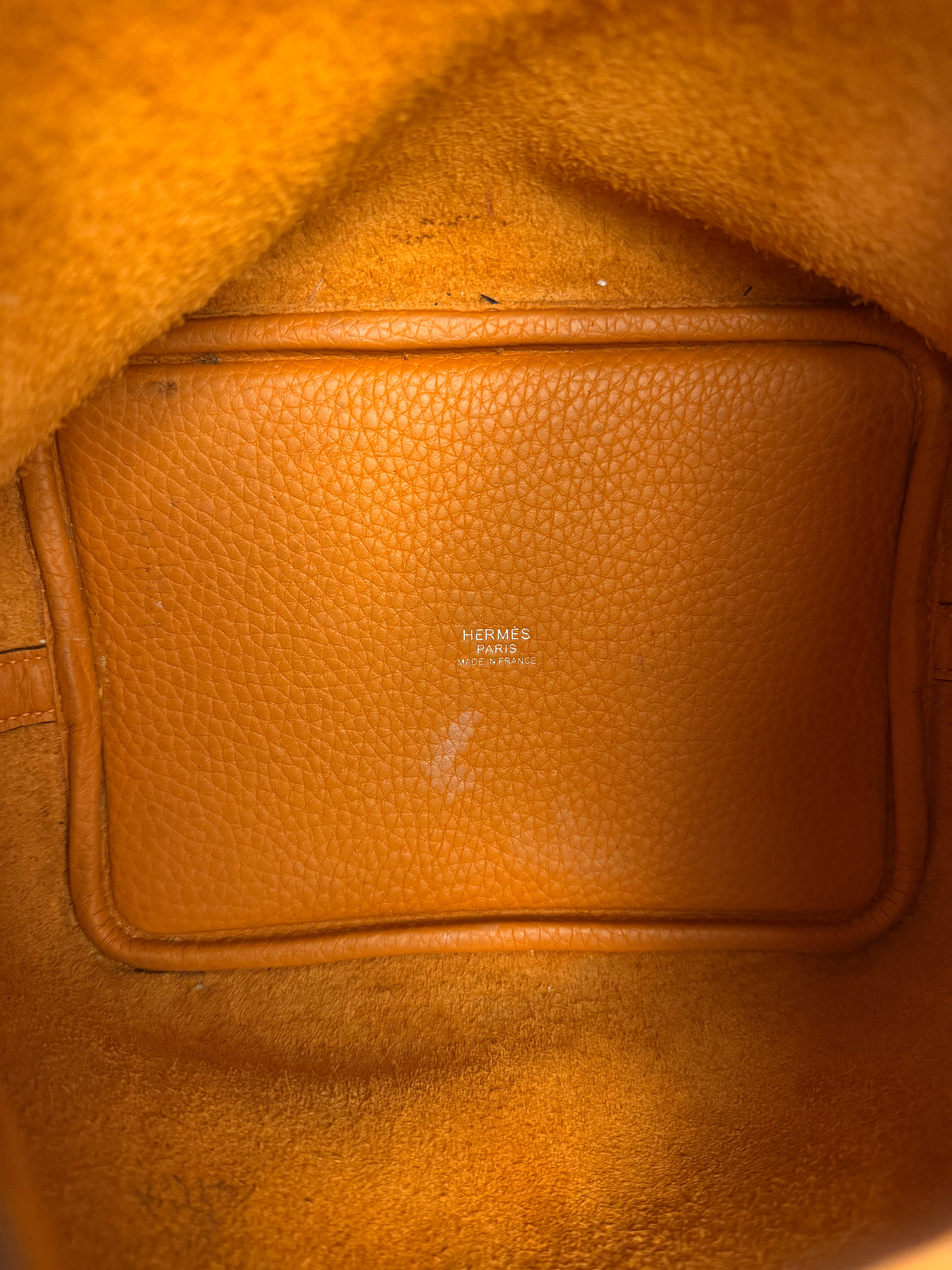 Hermes Orange Clemence Leather Picotin Lock 18 Handbag 2024