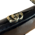 Gucci Black Patent Leather Chain Double G Shoulder Bag