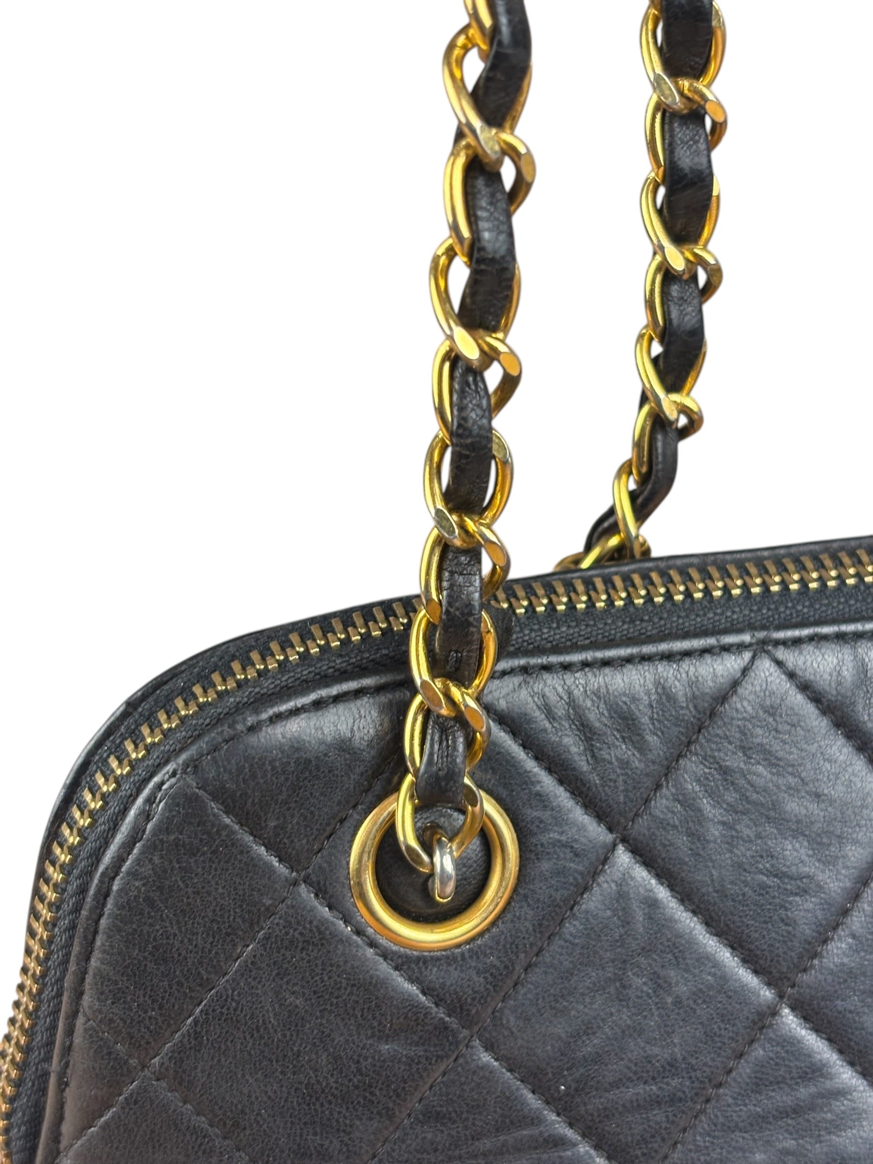 Chanel Vintage Black Leather Shoulder Bag