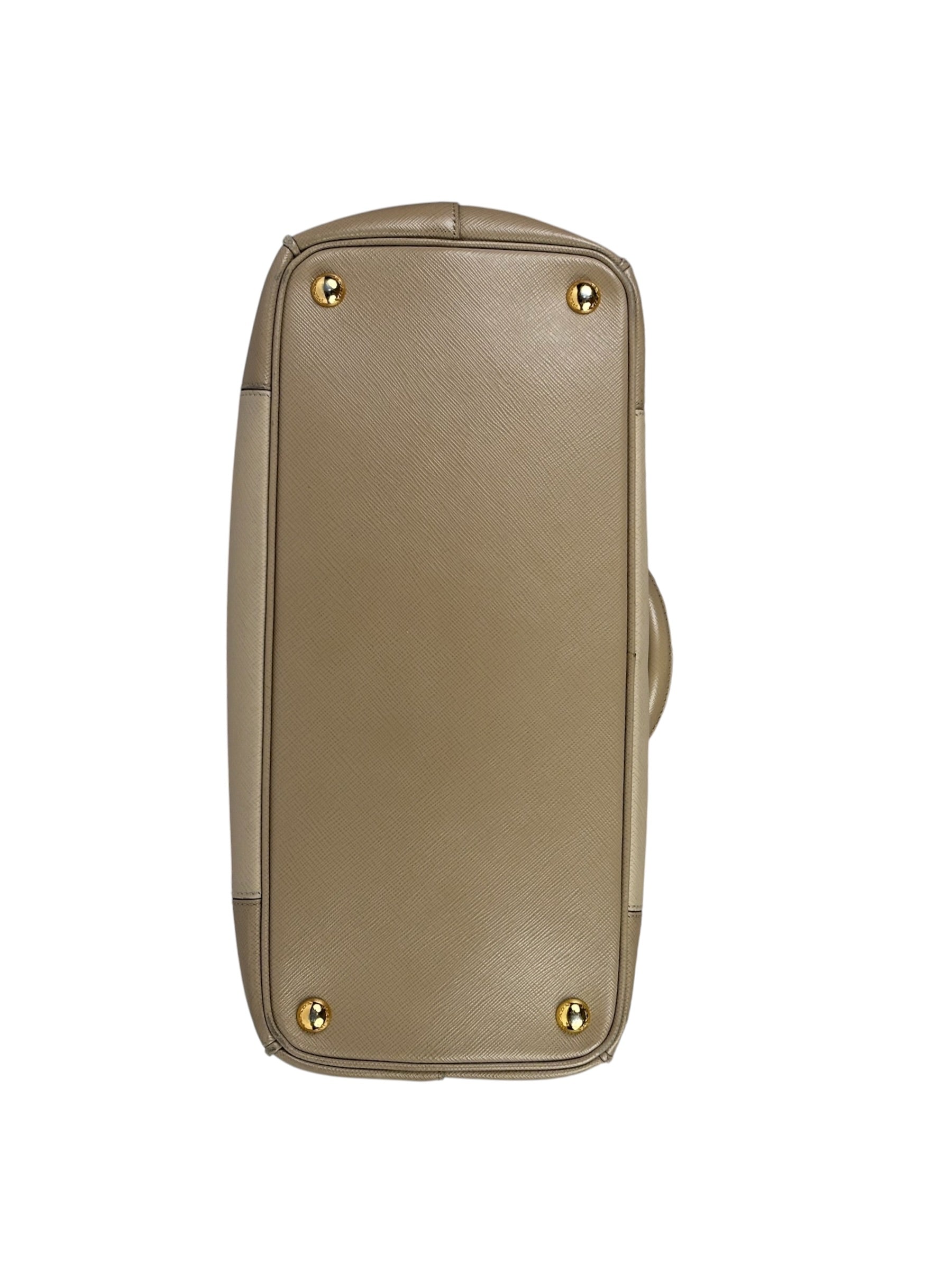 Prada Beige Saffiano Leather Galleria Large Shoulder Bag