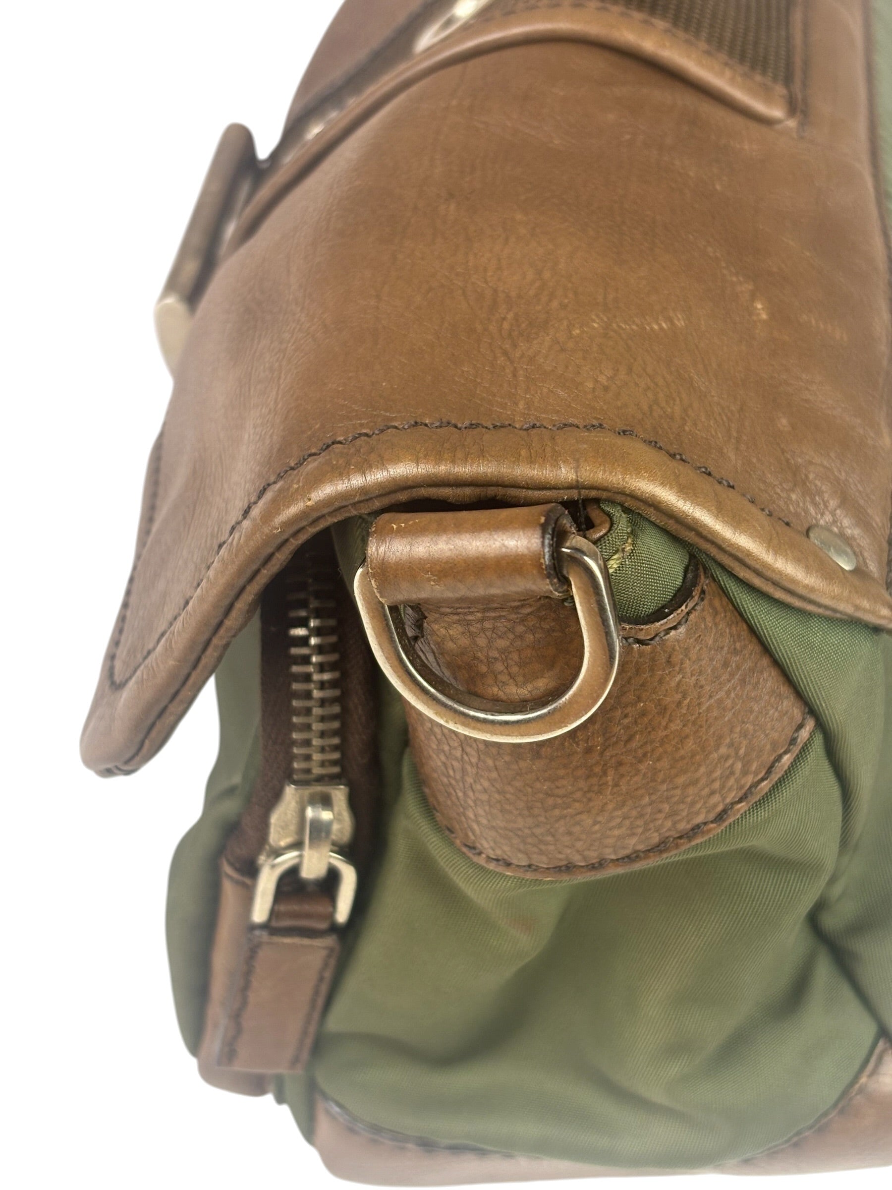 Prada Vintage Green Nylon/Leather Crossbody Bag