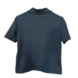 Louis Vuitton Black Monogram Boxy Collared Quarter-Button Top