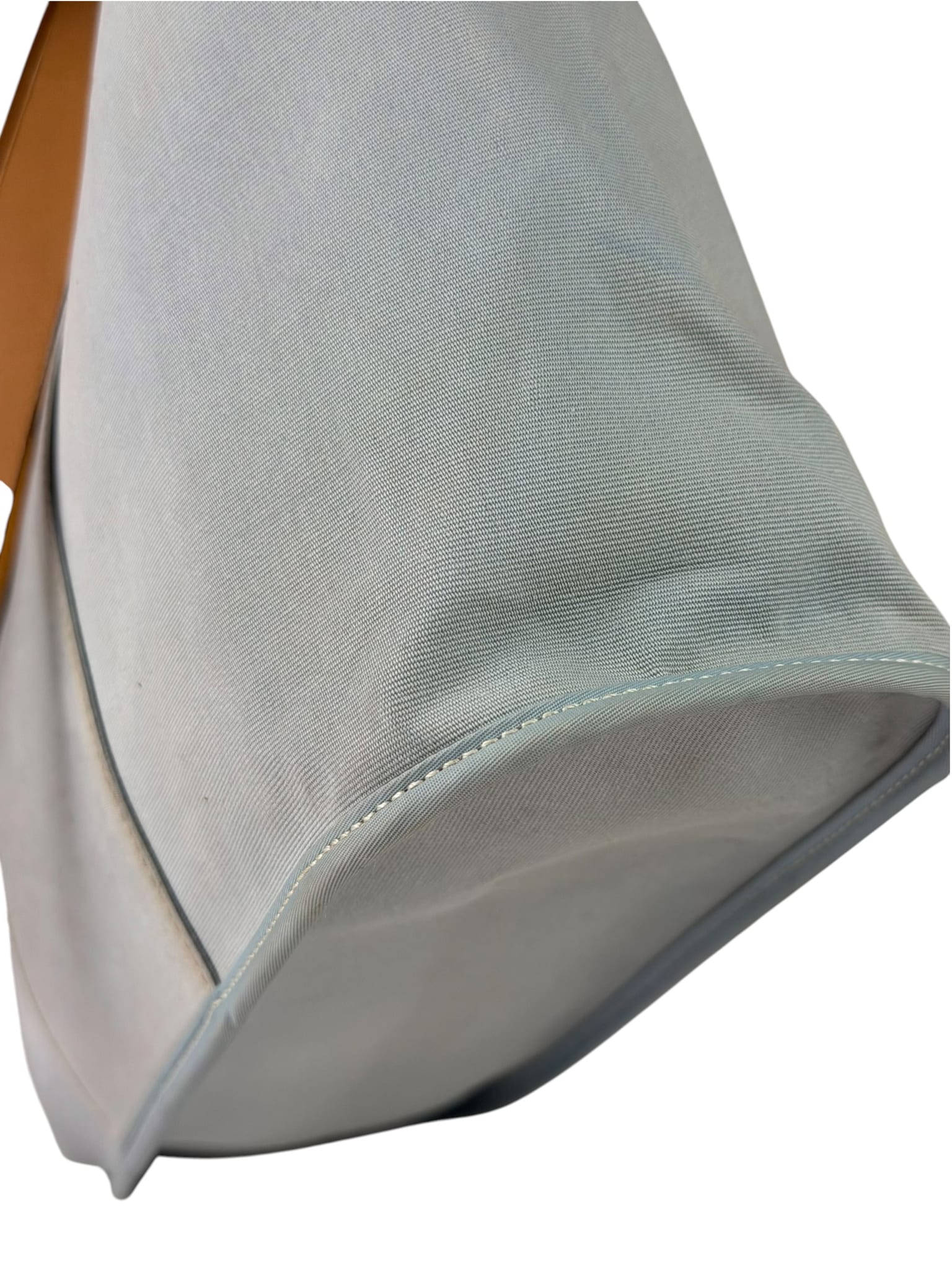 Hermes Light Blue Canvas Leather Trim Cabag Elan Tote
