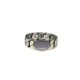 Gucci Sterling Silver & Blue Enamel Interlocking G Chain Link Ring