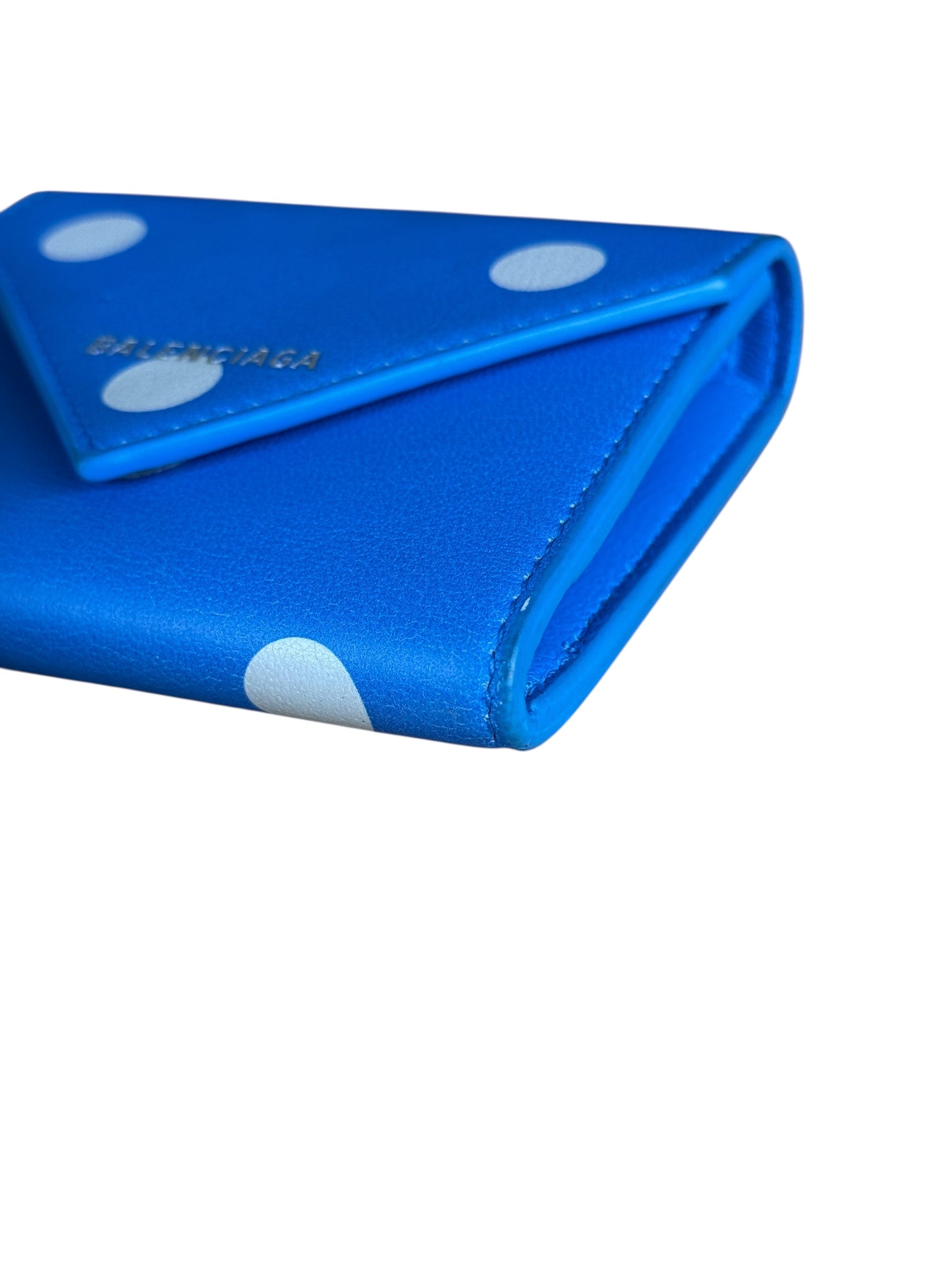 Balenciaga Blue Polka Dot Tri-Fold Wallet