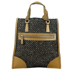 Prada Vintage Brown/Black Woven Tweed Trim Tote Handbag
