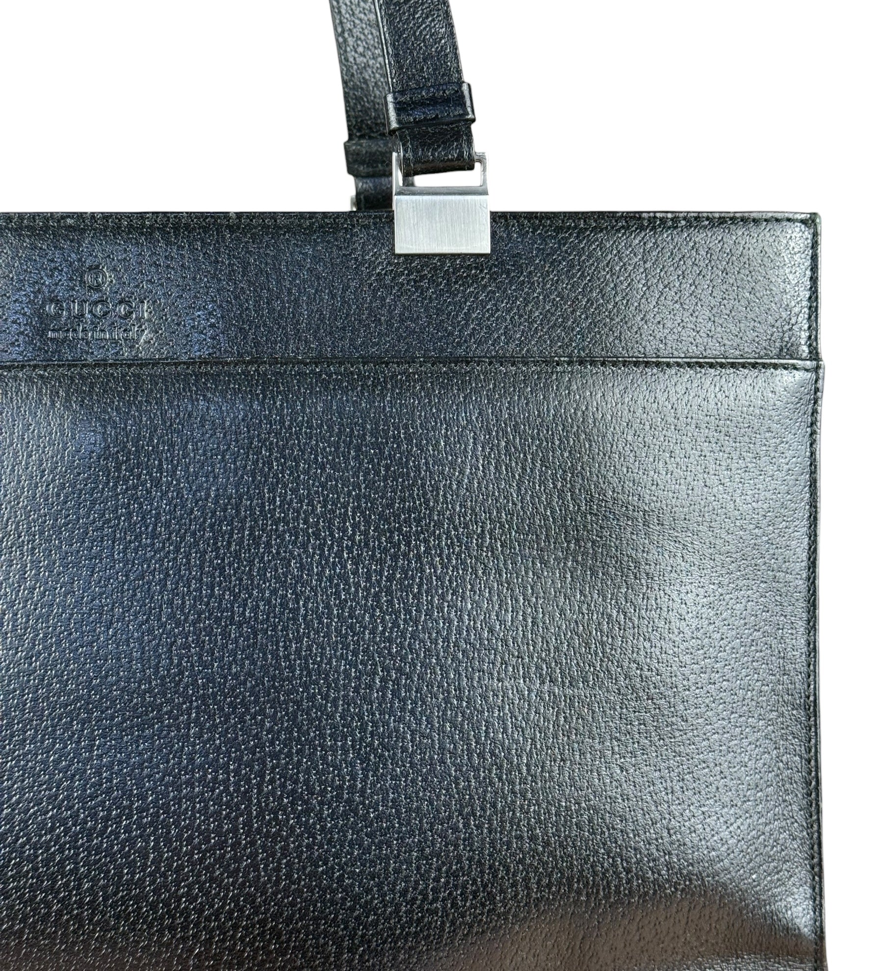 Gucci Vintage Black Leather Shoulder Tote