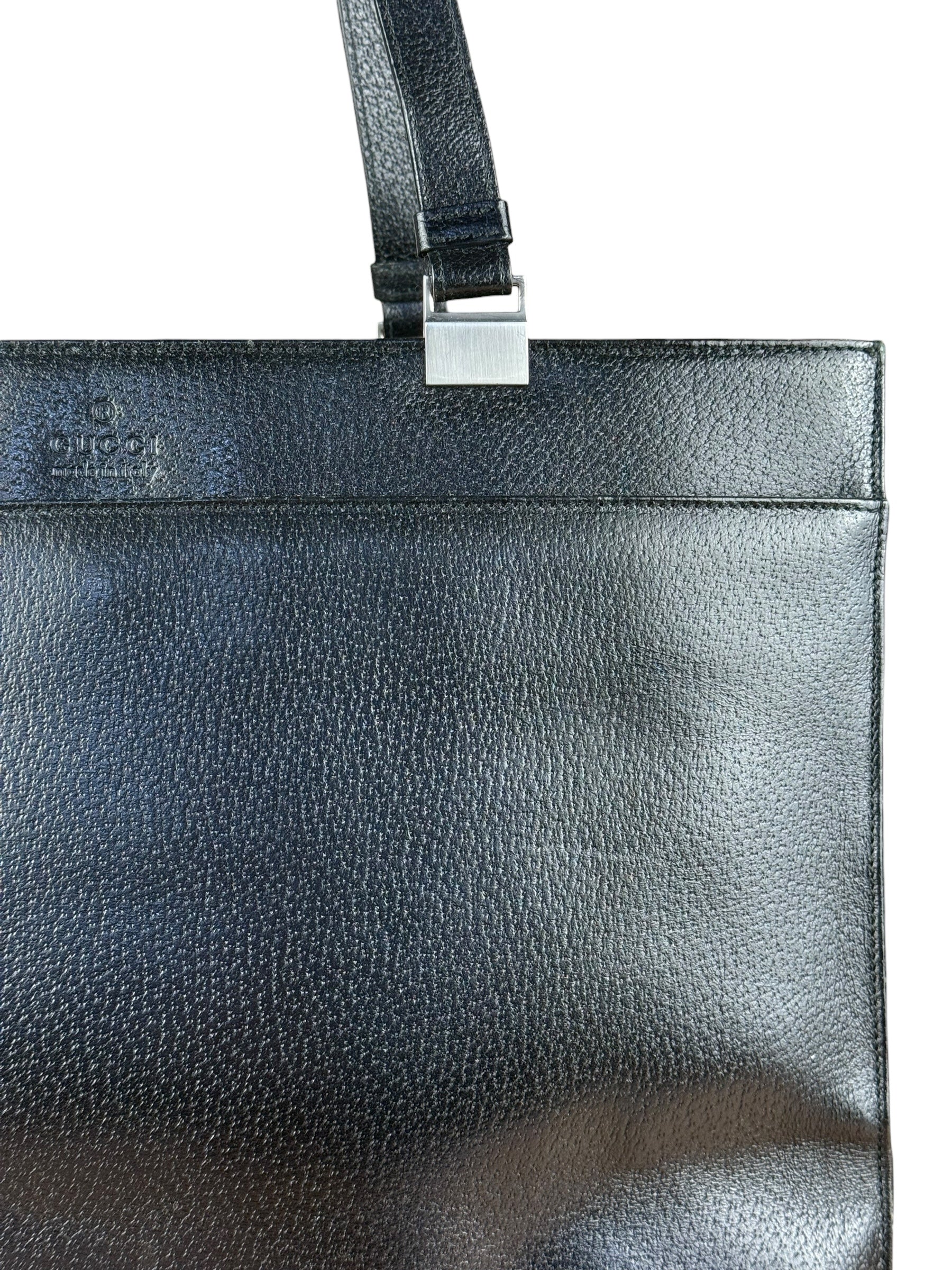 Gucci Vintage Black Leather Shoulder Tote