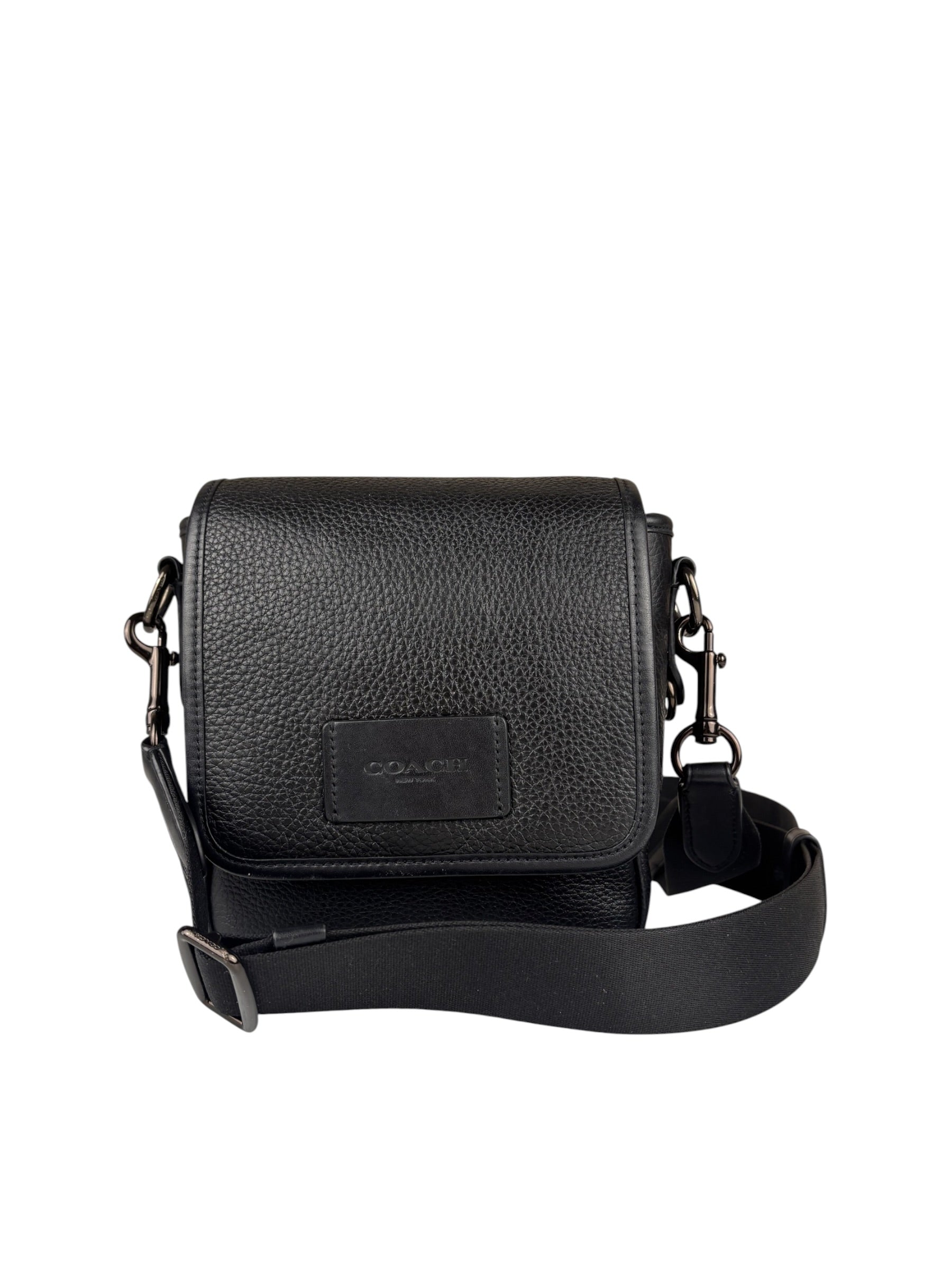 Coach Black Pebbled Leather Lucas Crossbody Bag