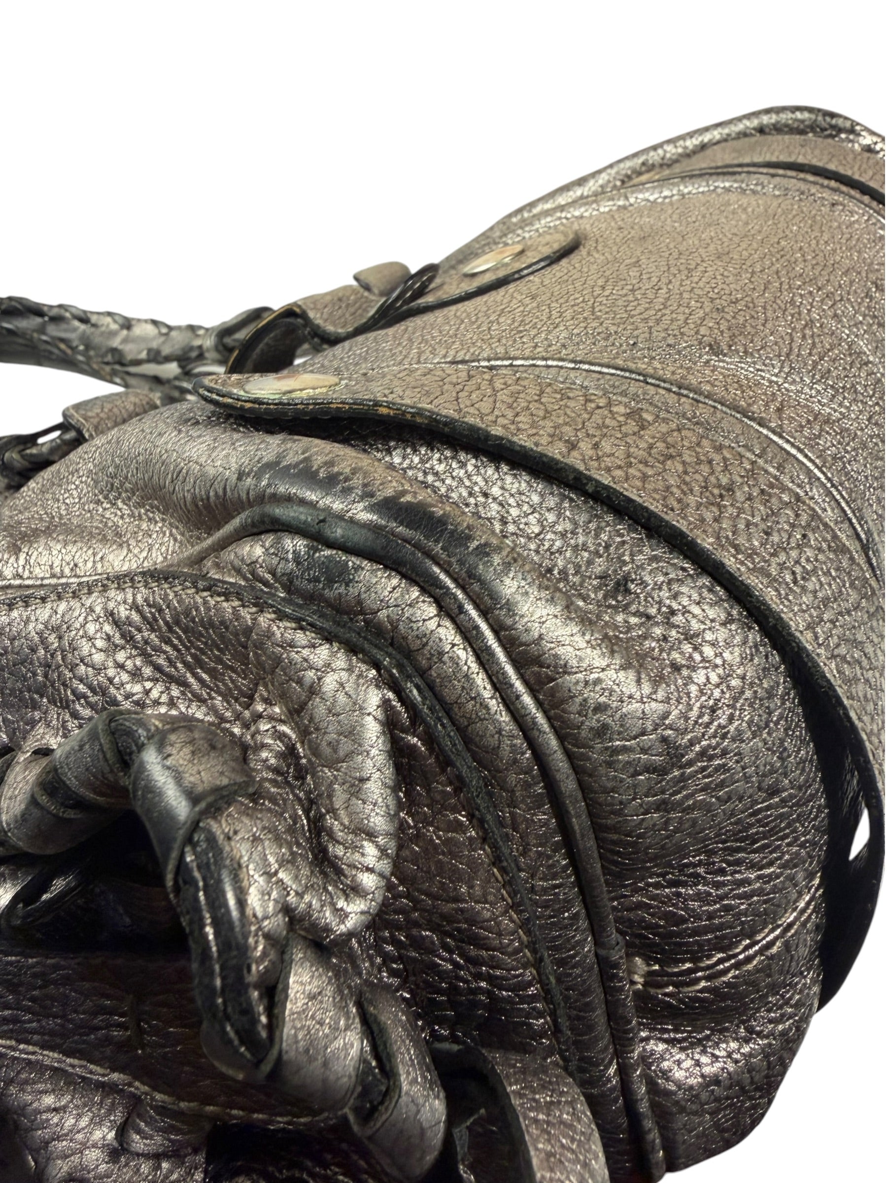 Chloe Metallic Silver Silverado Handbag