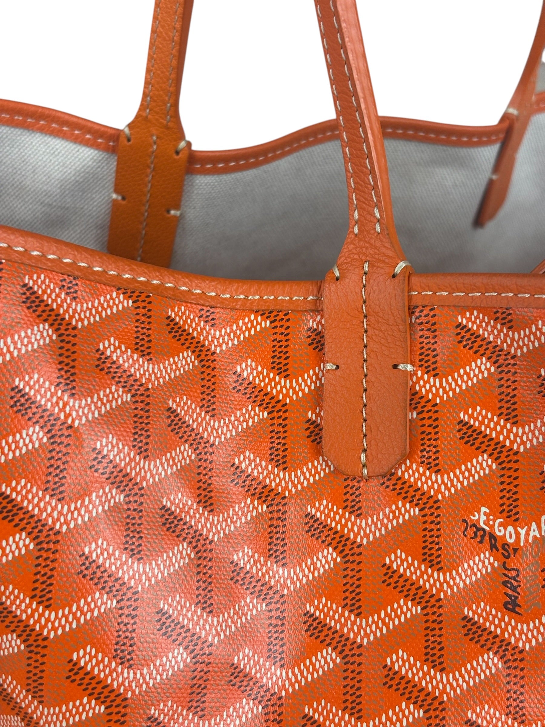 Goyard Saint Louis Orange Leather Tote Bag
