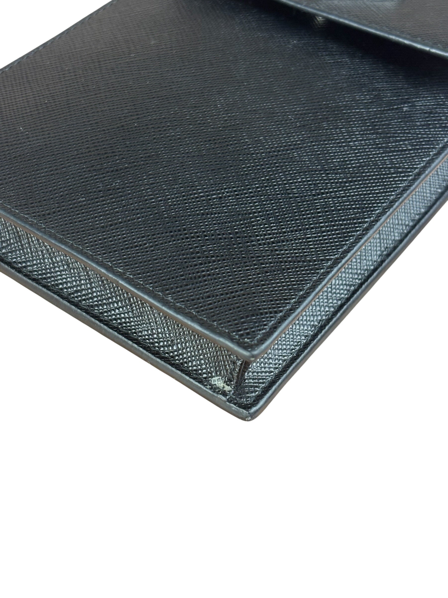 Prada Black Leather Saffiano Phone Holder