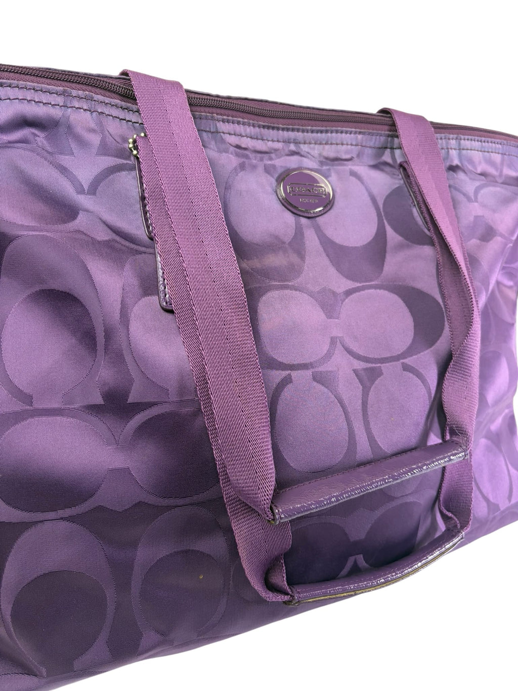 Coach Purple Nylon/Leather Trim Gateway Packable Weekender Tote