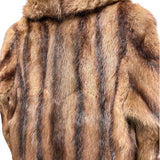 Vintage Brown Striped Fox Fur Long Coat