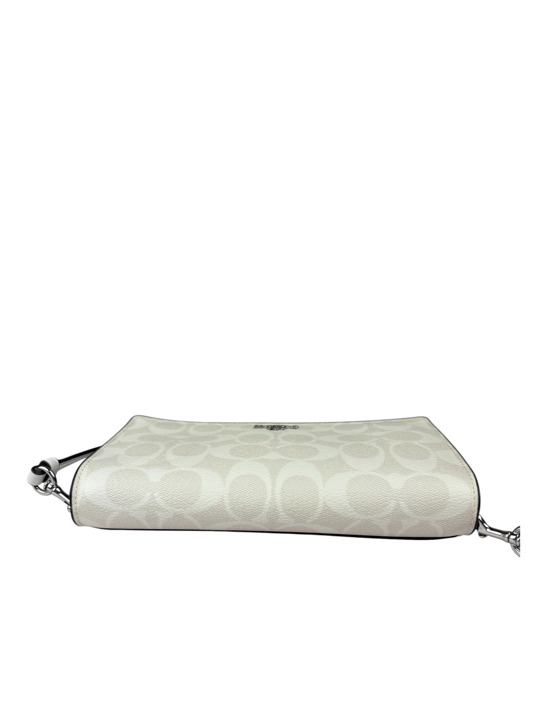 Coach Signature Canvas Anna Foldover Clutch White