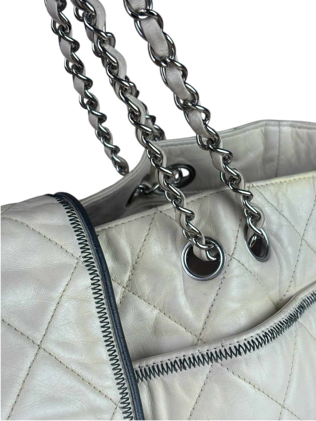 Chanel Cream Quilted Lambskin East/West Reissue Tote 2008
