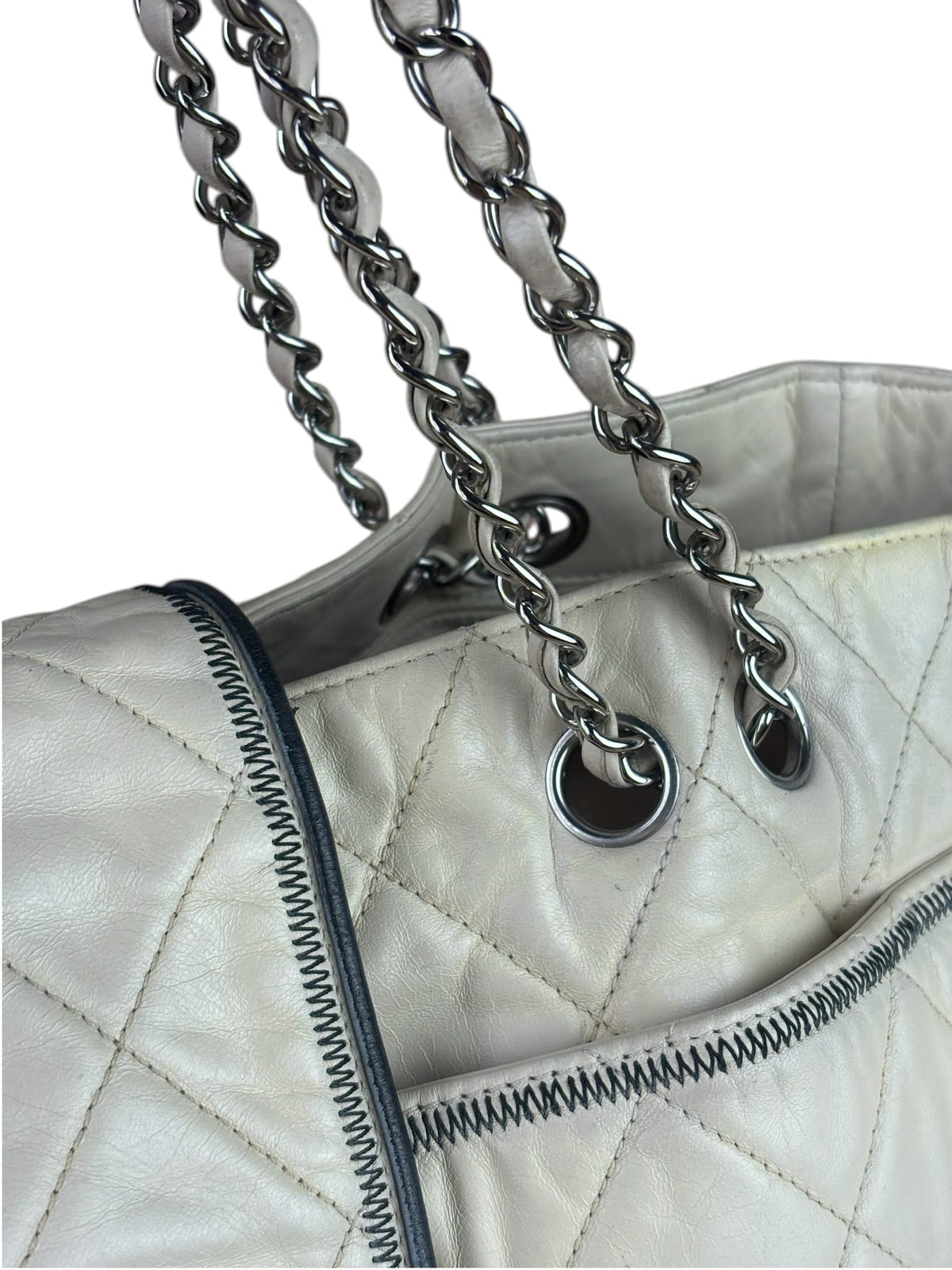 Chanel Cream Quilted Lambskin East/West Reissue Tote 2008