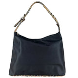 Burberry Nylon Check-Trimmed Shoulder Bag
