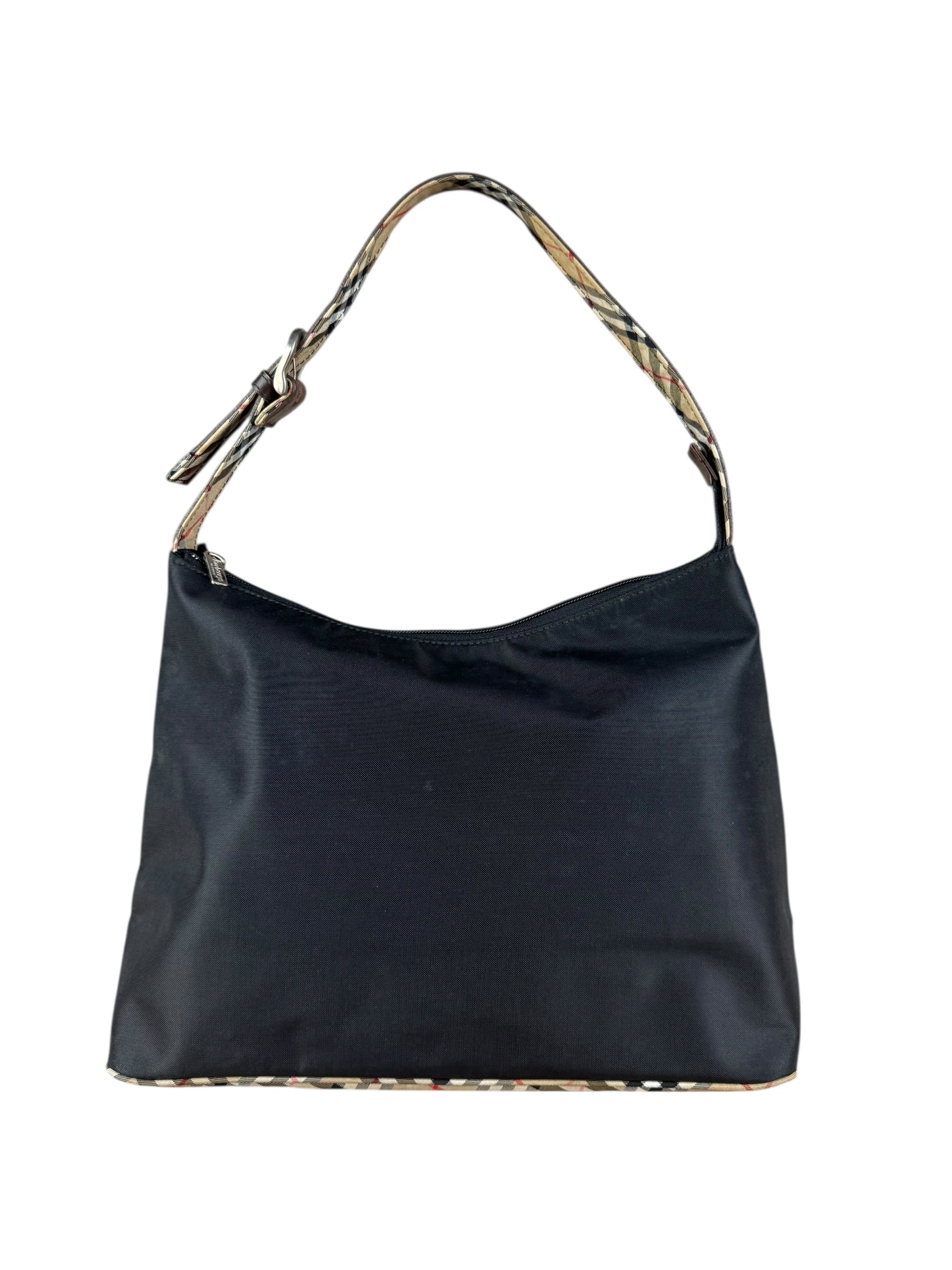 Burberry Nylon Check-Trimmed Shoulder Bag