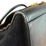 Celine Black Croc- Embossed Leather Trapeze Handbag