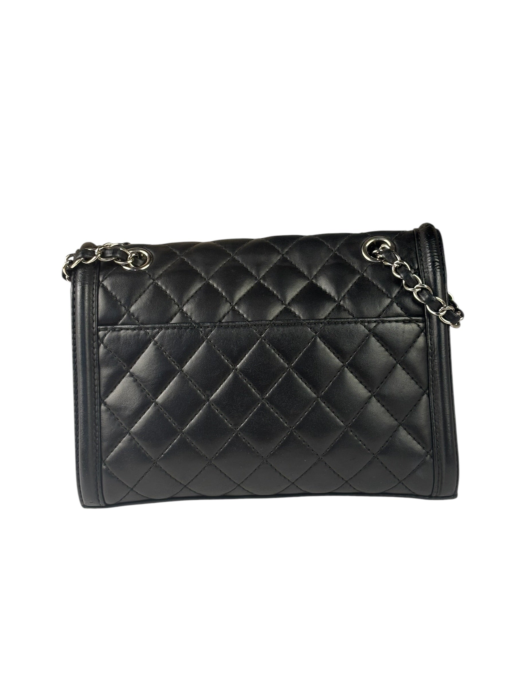 Chanel Black Quilted Leather Geometric Chain Flap Bag 2014