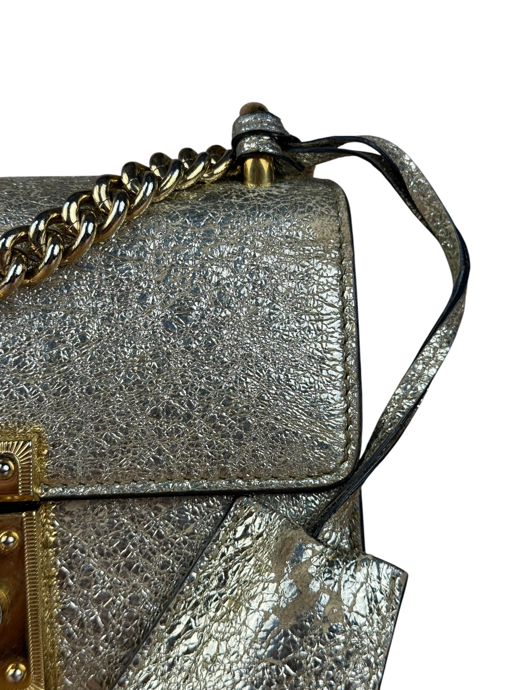 Gucci Gold Metallic Padlock Small Chain Shoulder Bag