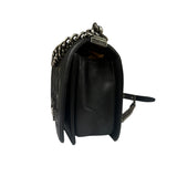 Chanel Black Leather Diamond Quilted Medium Boy Bag 2012