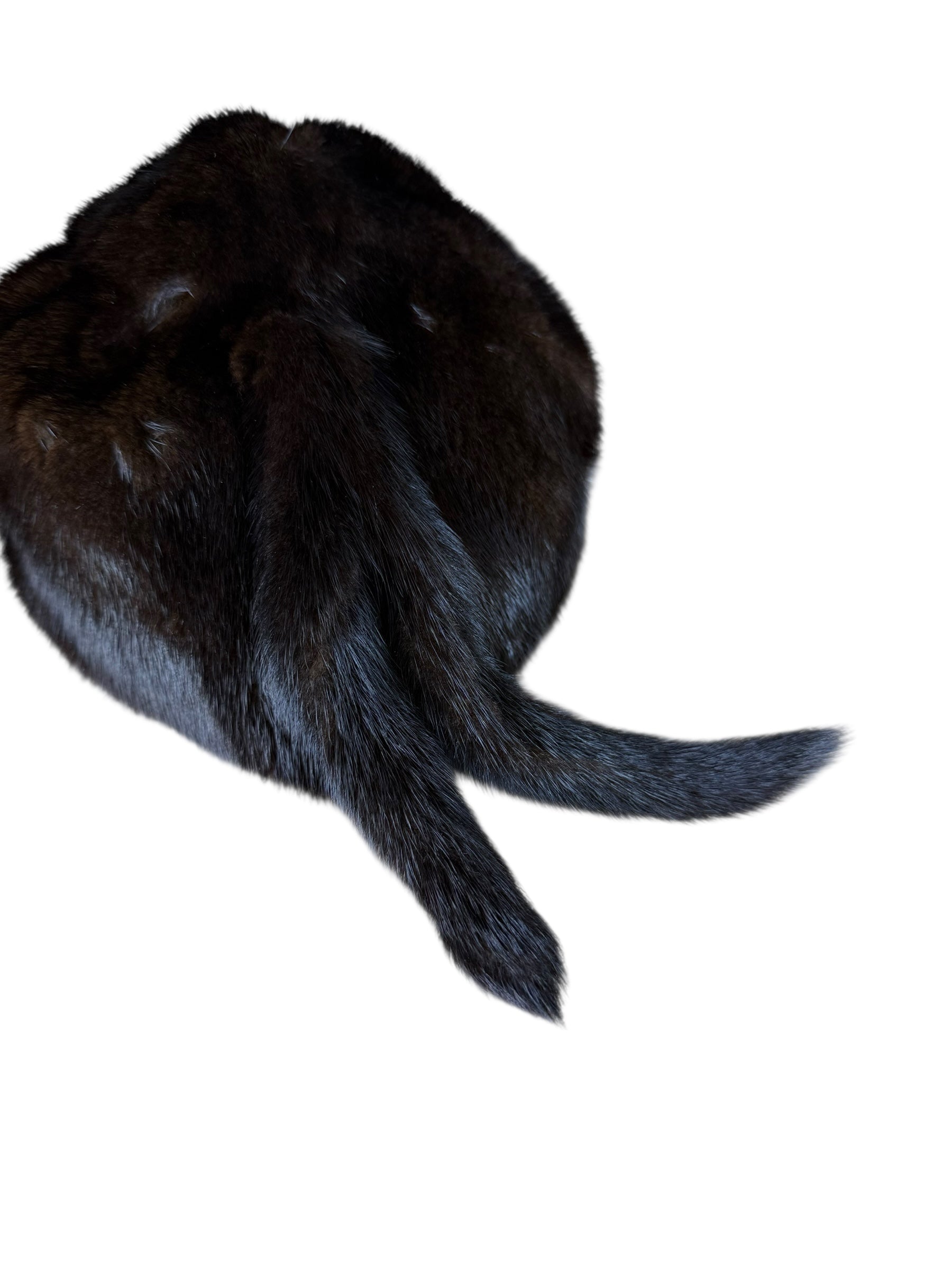 Vintage Dark Fur Tailed Hat